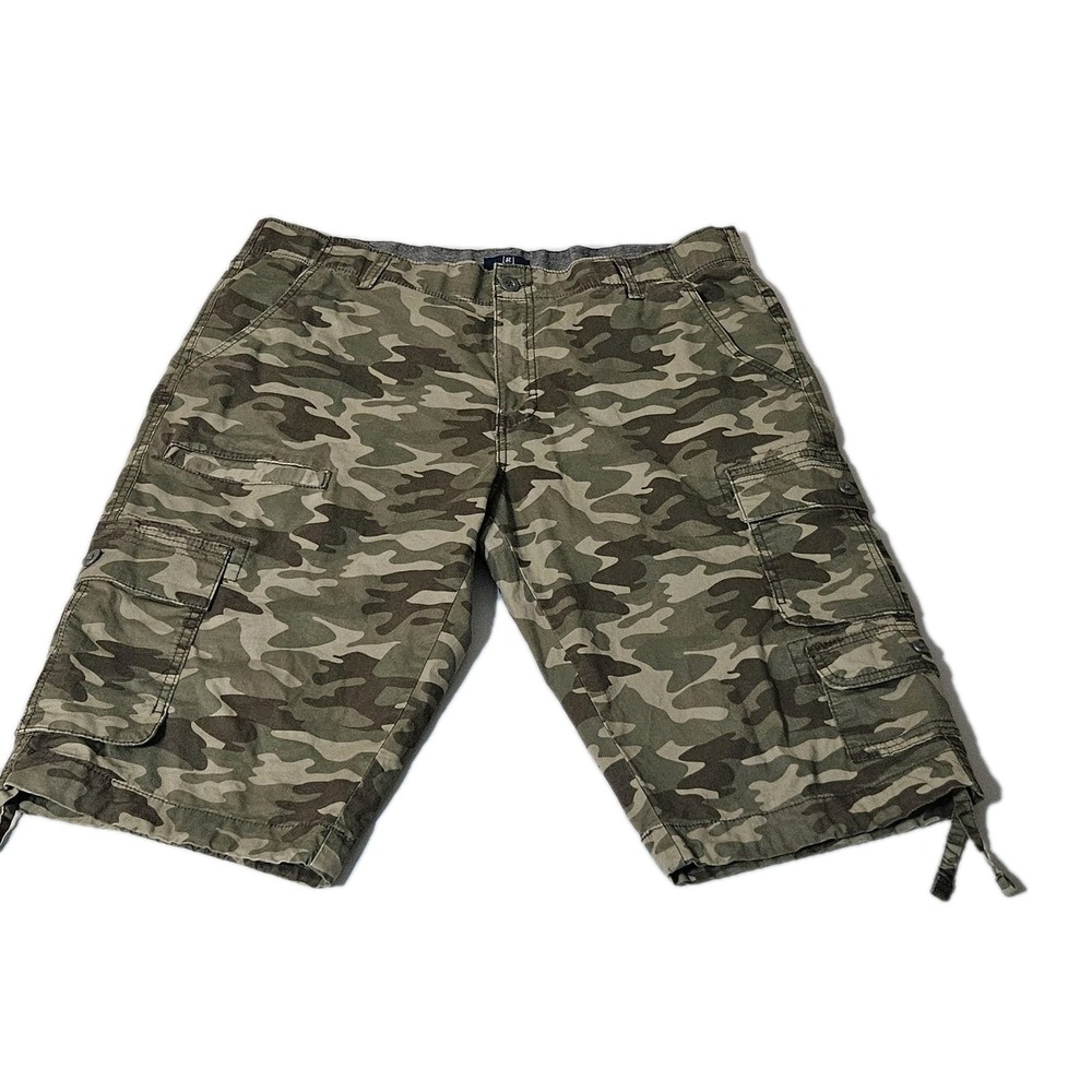George‎ Cargo Camo Shorts Stretch Back Flap Pocket Men 38 14'' Inseam